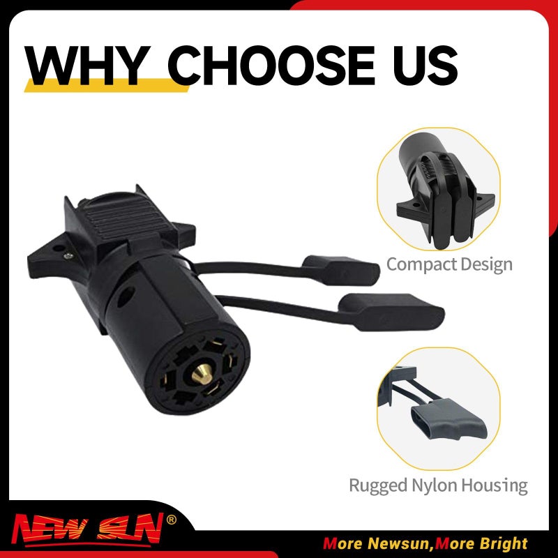 NEW SUN Trailer Connector Adapter 7 Pin to 4 Pin and 5 Pin, 2-in-1 Design Trailer Light Adapter, Durable Trailer Plug Adapter 7 Way to 4 Way, 7 to 4 & 7 to 5 Adapter Plug for RV Owners - Image 5